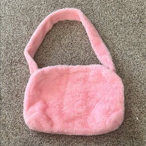 Pink Faux Fur Shoulder Bag